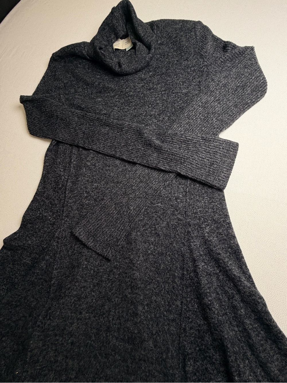 Saturday Sunday Anthropologie XS Charcoal Cowl Neck Fit Flare Sweater Dress - Picture 6 of 6